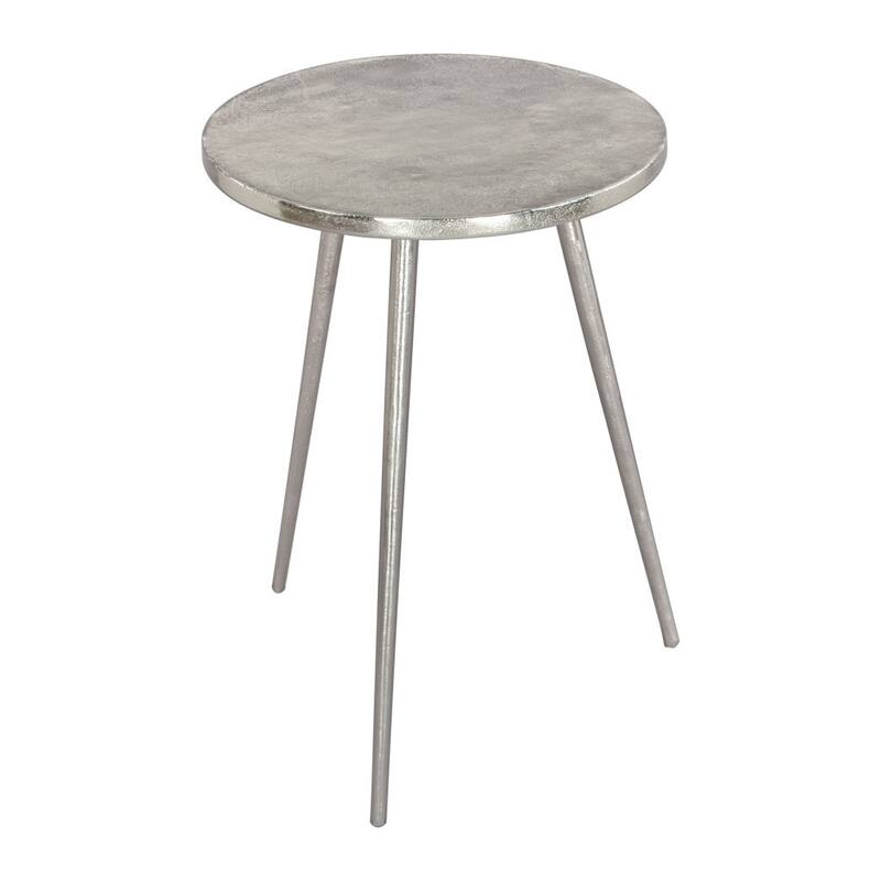 HomeRoots 22" Silver Aluminum Round End Table - 16' X '21.9' X '16