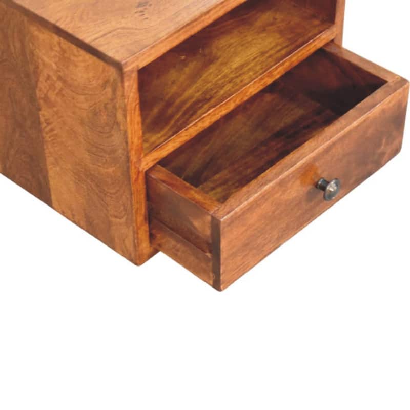 HomeRoots 12" Chestnut Solid Wood Square One Drawer Floating Nightstand