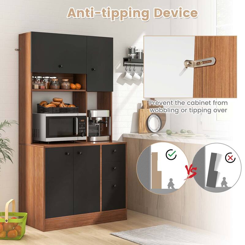Costway 71'' Tall Kitchen Pantry Buffet Hutch Freestanding Storage