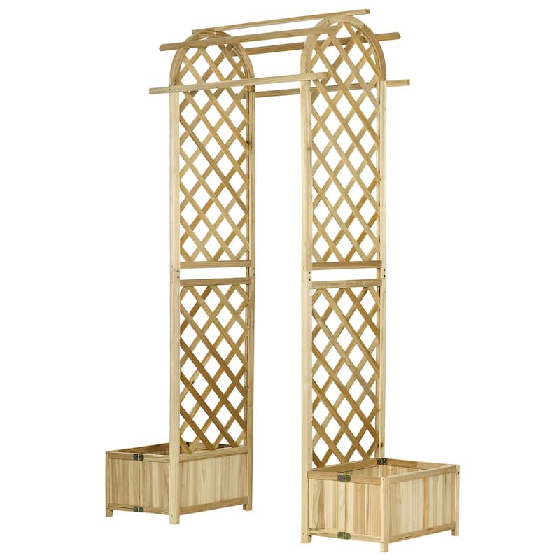 7.5' Wooden Wedding Arch, Garden Arch Arbor for Climbing Plants & Trellis Design, Great for Vines