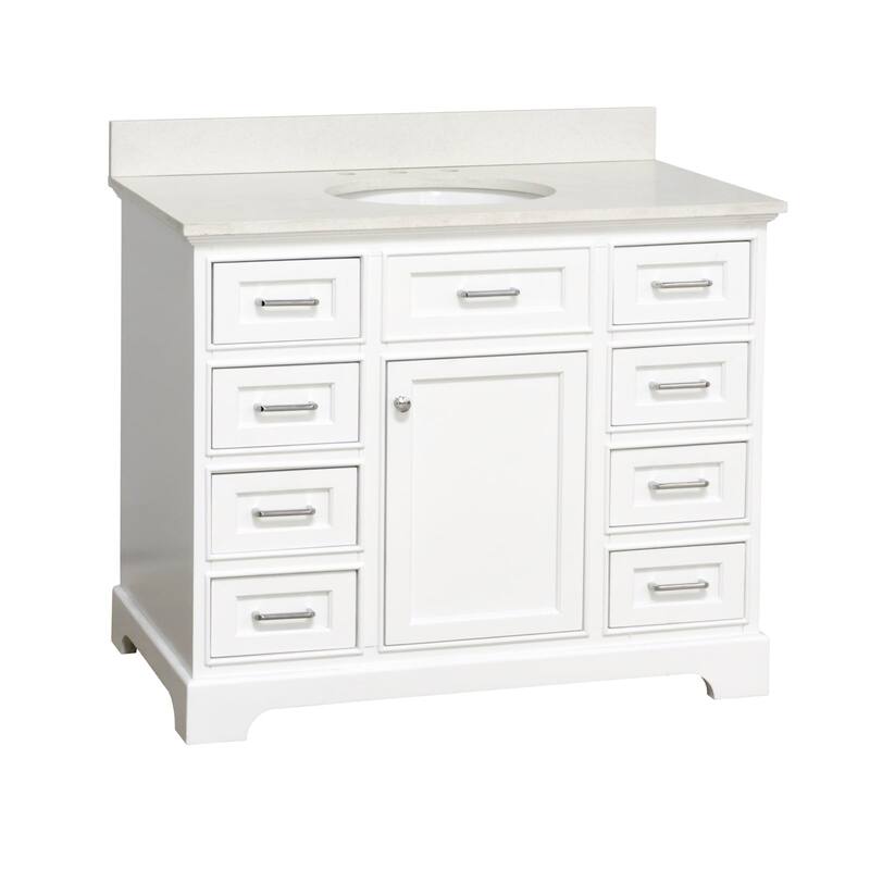KitchenBathCollection Aria 42" Bathroom Vanity with Quartz Top