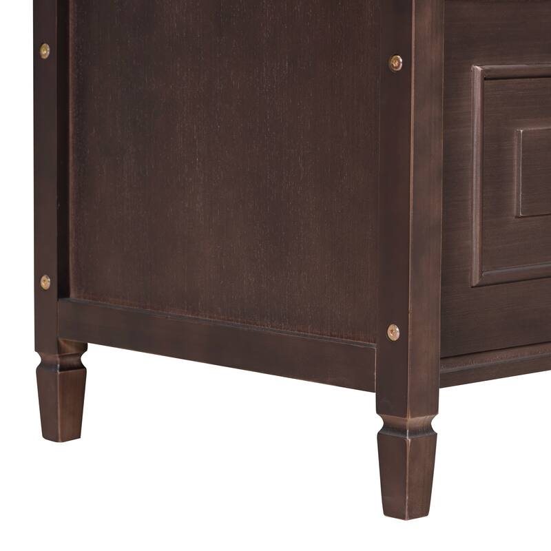 Shoe Storage Bench with Safety Hinge for Entryway, Rustic Style Multifunctional Storage Bench with 2 Cabinets for Living Room
