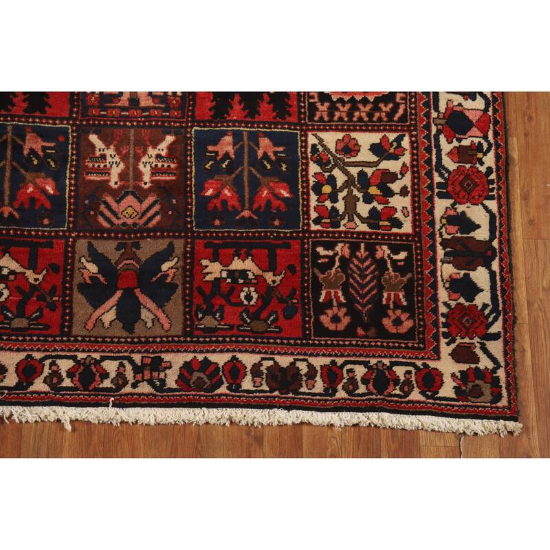 Garden Design Bakhtiari Persian Area Vintage Rug Hand-Knotted Wool Carpet - 5'8" x 9'7"