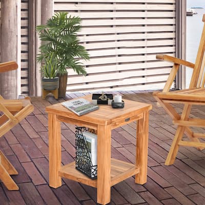 Chic Teak Rustic Teak Wood Tundra Side Table