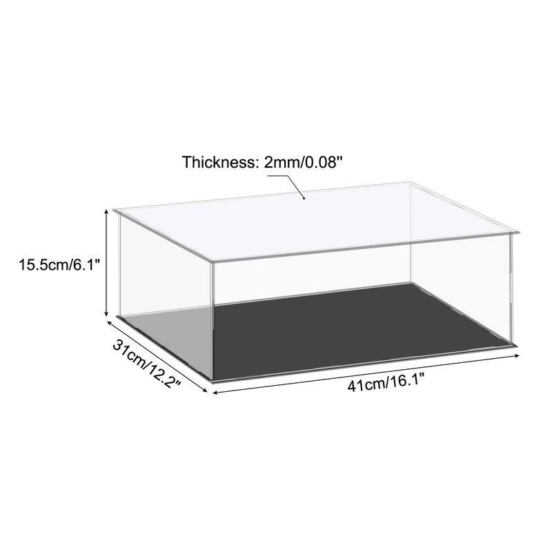 Acrylic Display Case Plastic Box Cube Storage Small Dustproof Showcase - 16.1x12.2x6.1 Inch