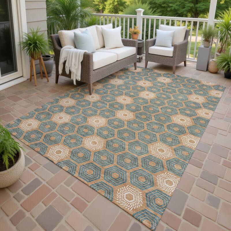 Machine Washable Indoor/ Outdoor Modern Hugoton Chantille Rug - Copper - 3' x 5'