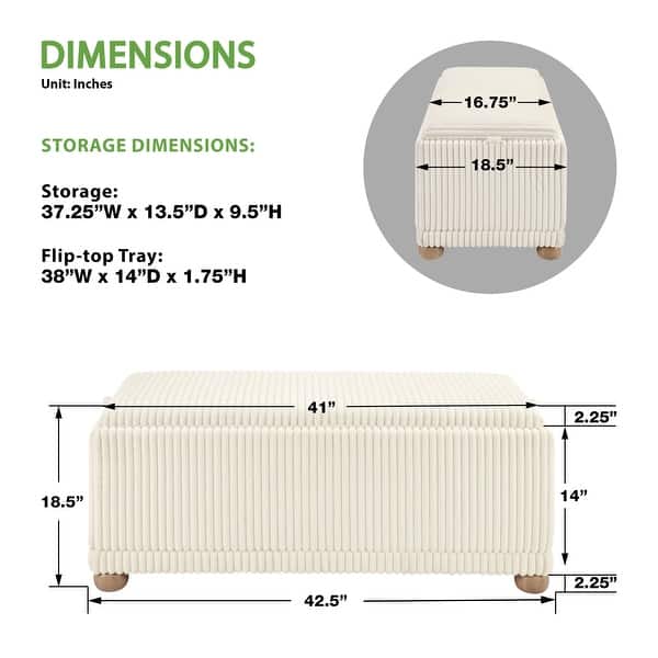 dimension image slide 1 of 3, Sahara Storage Bench