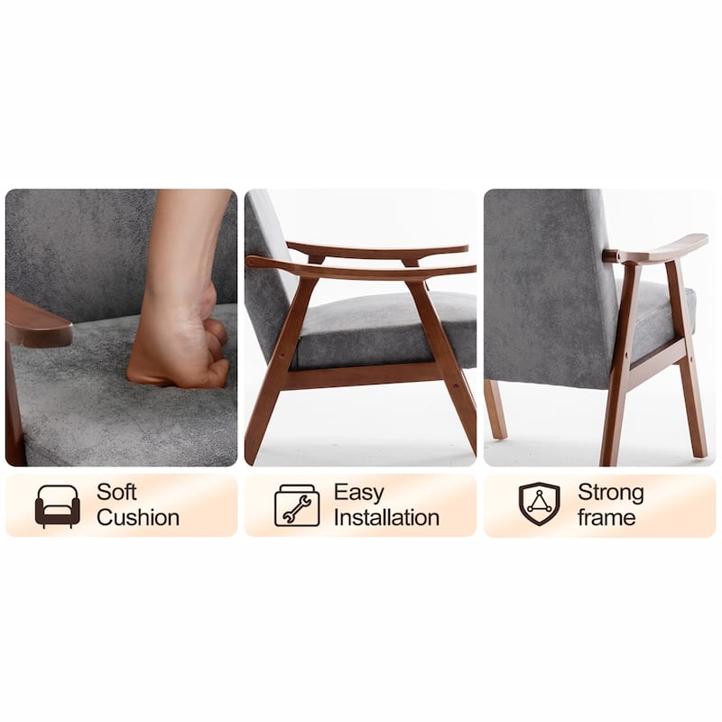 Mid-Century Modern Chair,Solid Wood Frame, Accent Chair