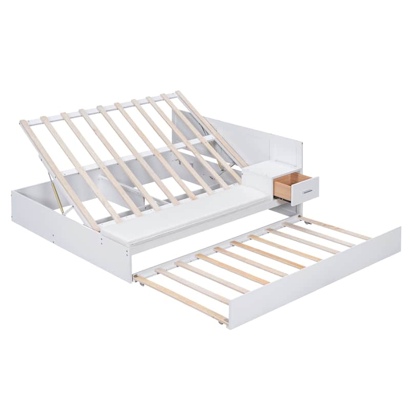 Full Size Wood Storage Hydraulic Platform Bed