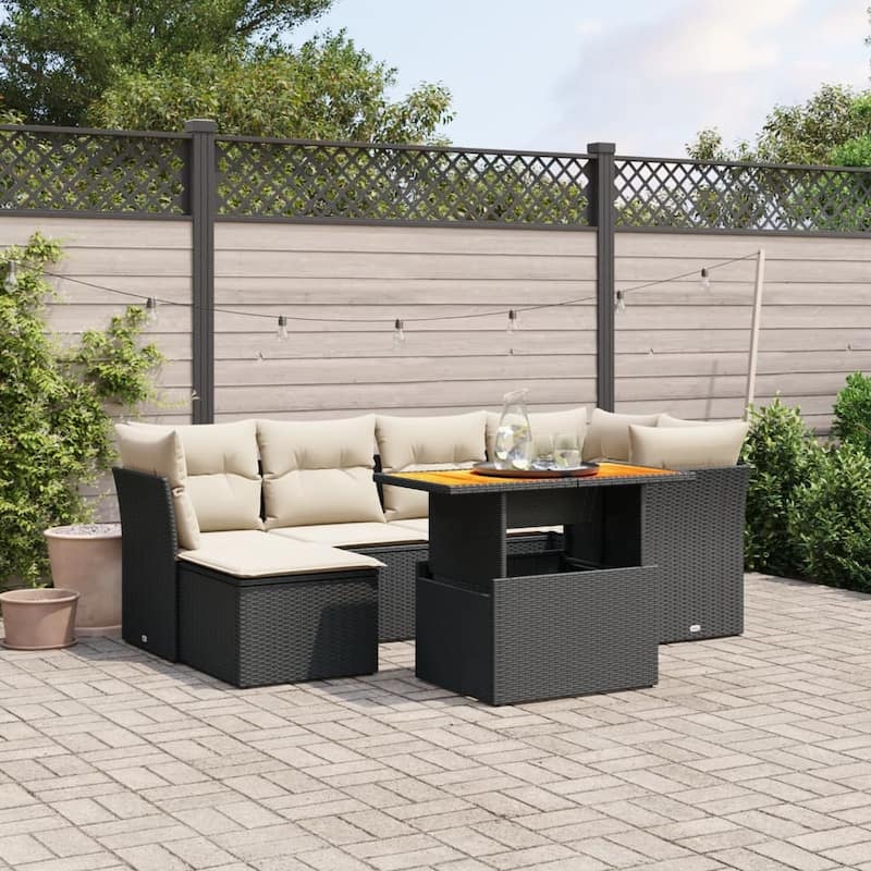 vidaXL Garden Sofa Set Black, Cream White - 21.7 x 39.4 x 28.7