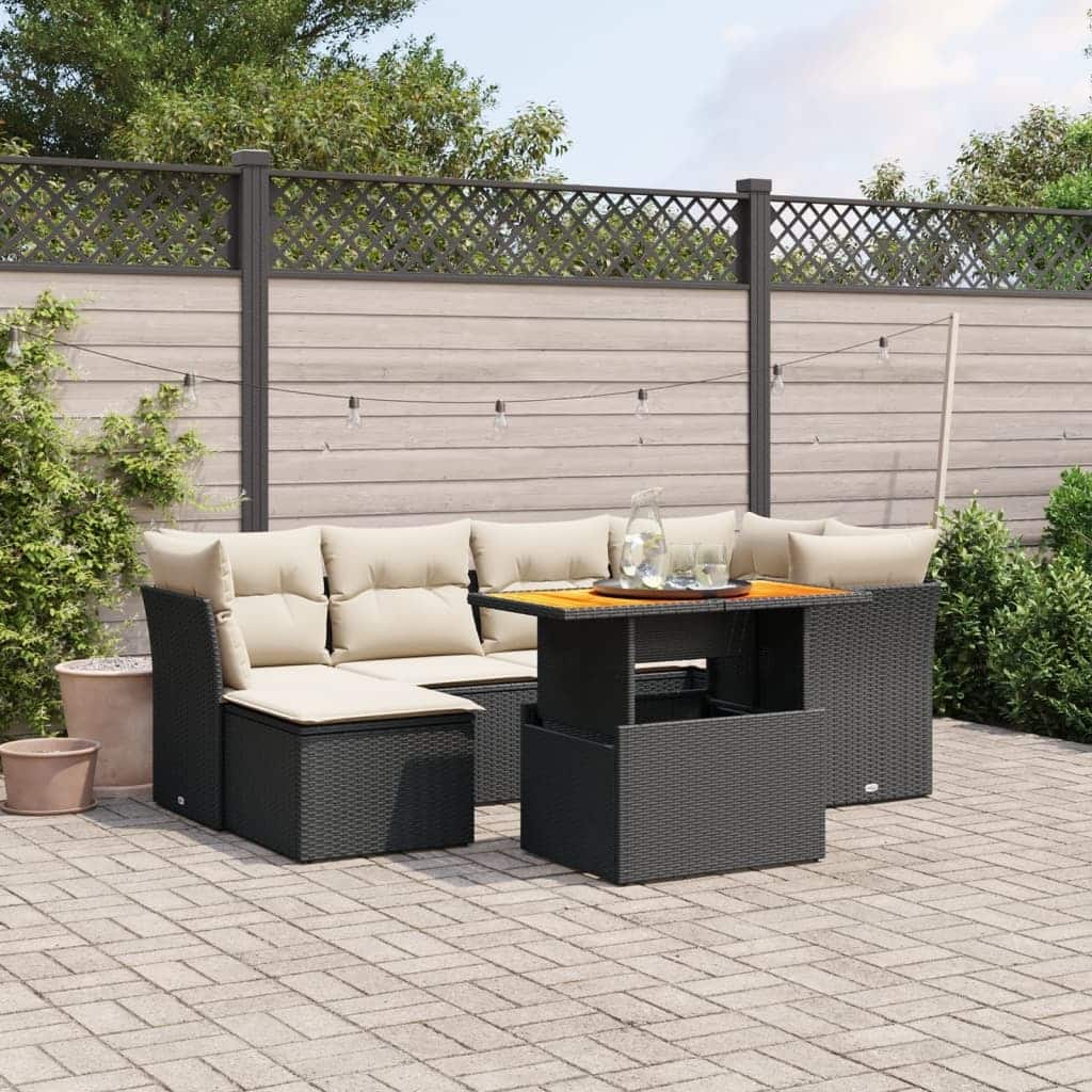 vidaXL Garden Sofa Set Black, Cream White - 21.7 x 39.4 x 28.7