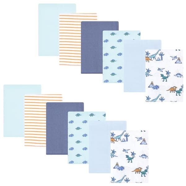 slide 1 of 1, Hudson Baby Boys Cotton Flannel Burp Cloths 12-Pack Bundle, Pastel Dino, One Size - Pastel Dino - One Size One Size - Pastel Dino