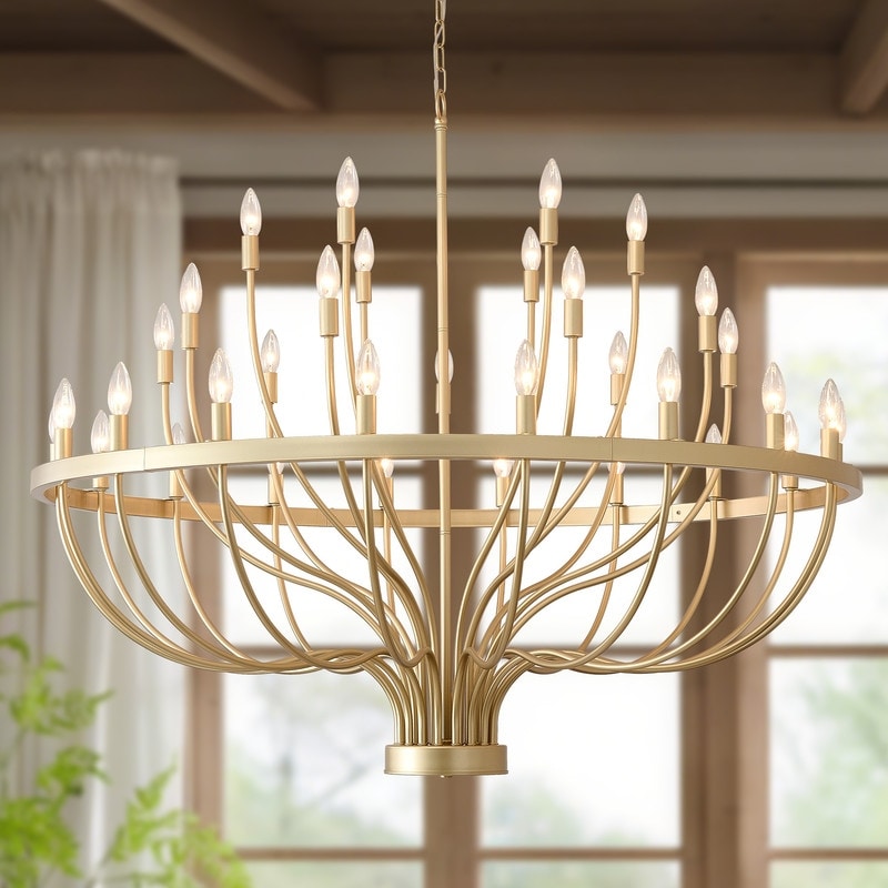 Large Gold Wagon Wheel Chandelier Modern Farmhouse Candle Chandeliers