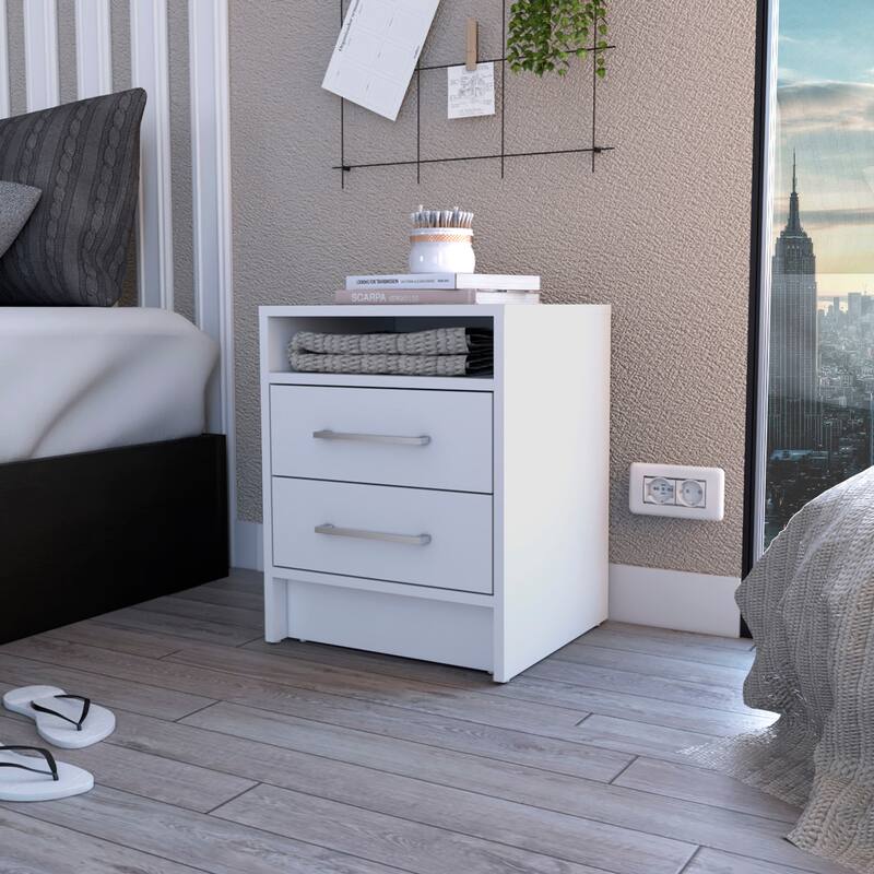 Rowley 2-Drawer 1-Shelf Rectangle Nightstand