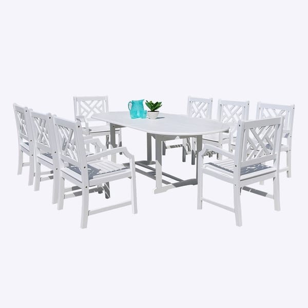 Vifah V1335set14 Bradley Acacia Dining Set Including Chairs And Dining Table White Overstock 21207841