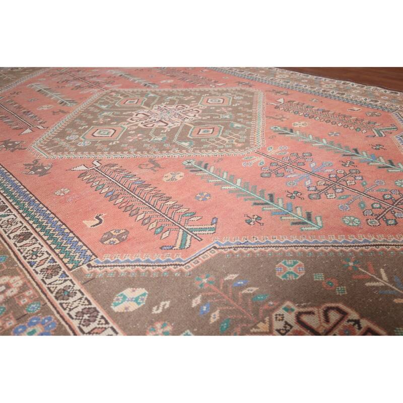 Tribal Geometric Shiraz Persian Vintage Area Rug Handmade Wool Carpet - 6'8"x 9'9"