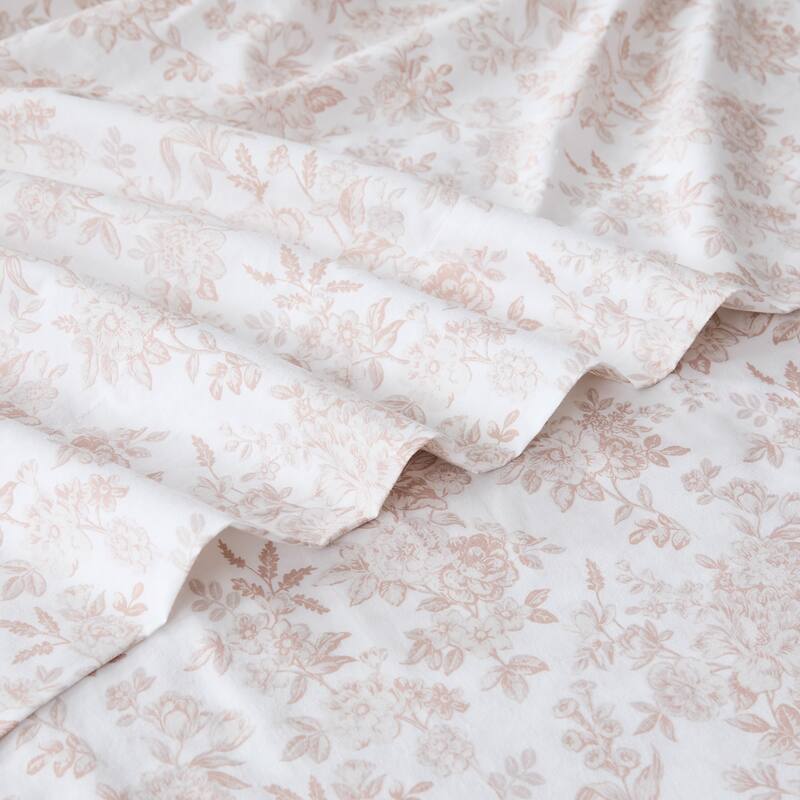 Lush Decor Peony Toile Peach Cotton Sheet Set