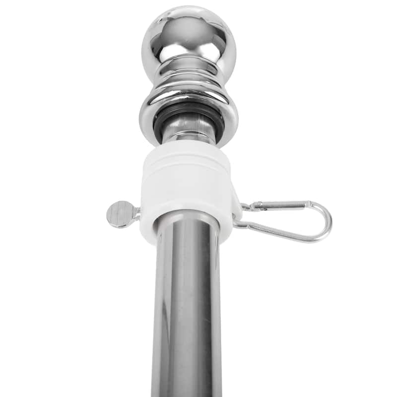 6ft Flag Pole Kit - Stainless-Steel Flagpole with Rotating Rings to Prevent Tangles by Pure Garden (Silver)