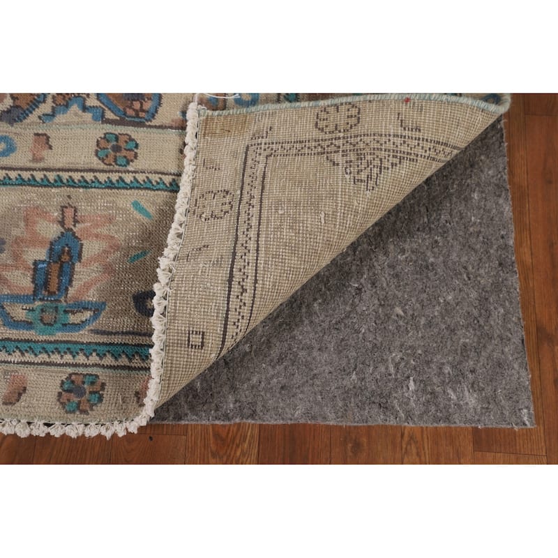 Over-Dyed Tabriz Persian Vintage Area Rug Handmade Beige Wool Carpet - 6'9"x 9'1"