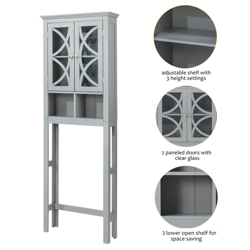 Glitzhome 5.7FT Modern Gray Bathroom Cabinet Spacesaver