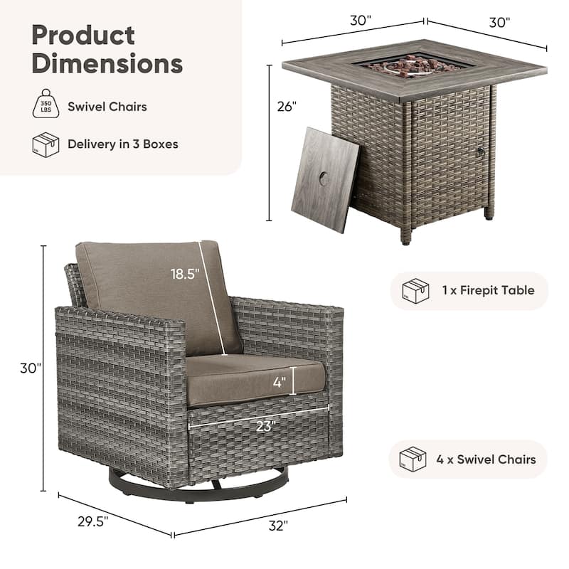 Outdoor Pocassy Glider Chairs Patio Chairs with Fire Table