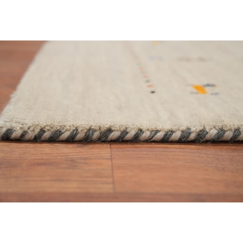 Hand Knotted Oriental 100% Wool Carpet Tribal Animal Pictorial Beige & Ivories Gabbeh Runner Rug - 11' 10'' X 4' 3''