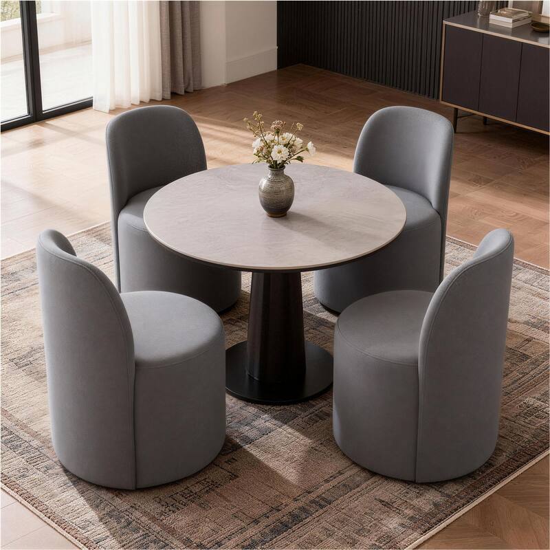 Modern Barrel Dining Chair for Dining Room - Set of 4 - Grey