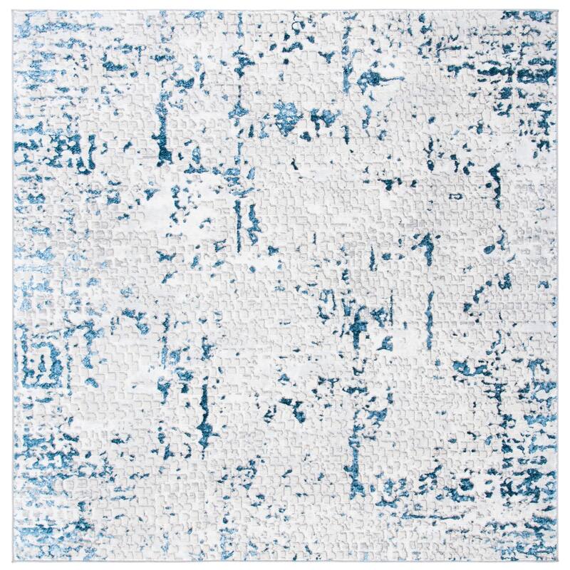 SAFAVIEH Amelia Valvi Modern Abstract Rug - 6'7" Square - Grey/Blue