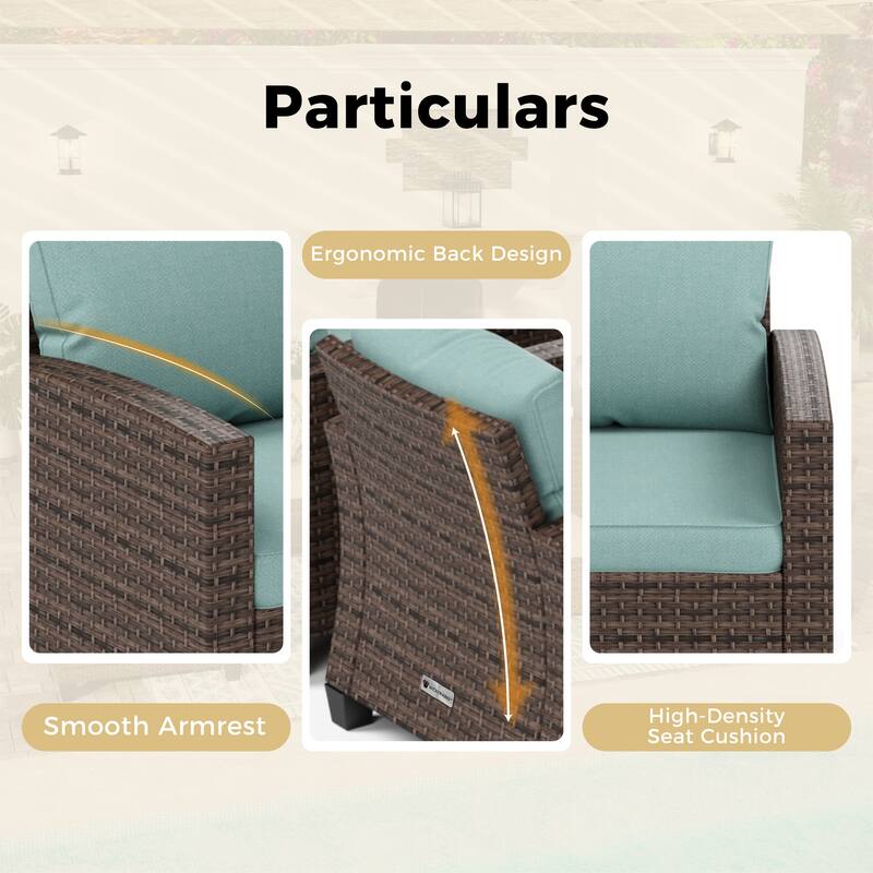 7/9-Seat Patio Furniture Wicker Rattan Outdoor High-back Sectional Sofa Conversation Set with Firepit Table