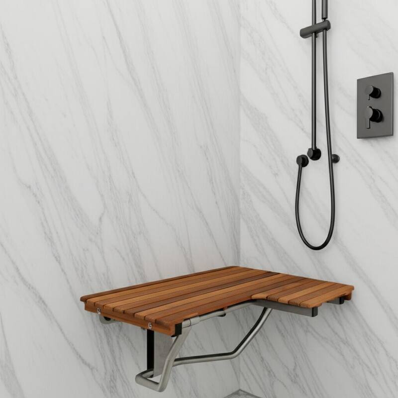 14" X 32" Brown Teak Rectangular Shower Bench - Brown