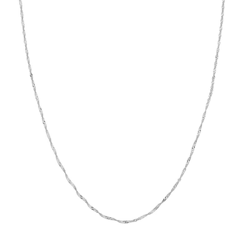 Curata 14k White Gold 1.4mm Singapore Chain Necklace (Spring Ring)
