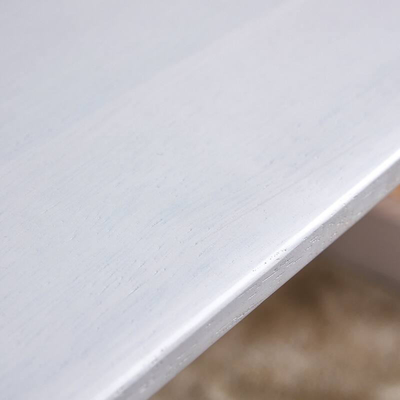 Chinese style white solid wood and imitation rattan coffee table, rectangular solid wood coffee low table, small living