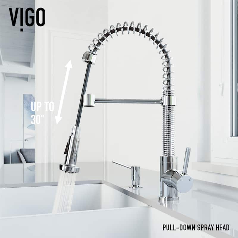 VIGO Edison 19" H Single Handle Pull-Down Sprayer Kitchen Faucet