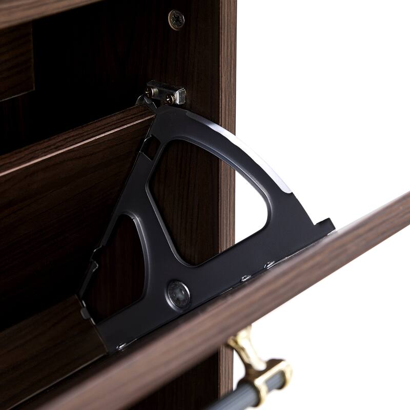 78.75'' Tall Narrow Dark Wood Storage Cabinet with Flip Drawers