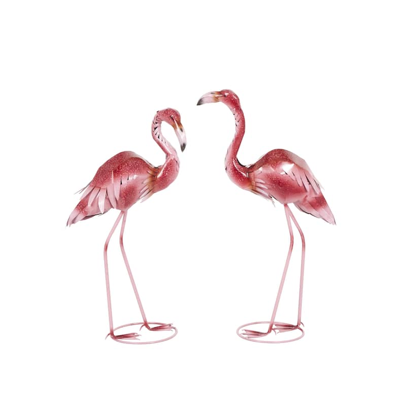 Metal Flamingo Tall Textured Ombre Decorative Garden Sculpture - Set of 2 Pink - Roche River Decor - Pink