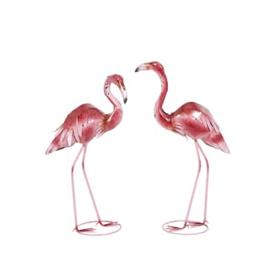 Metal Flamingo Tall Textured Ombre Decorative Garden Sculpture - Set of 2 Pink - Roche River Decor
