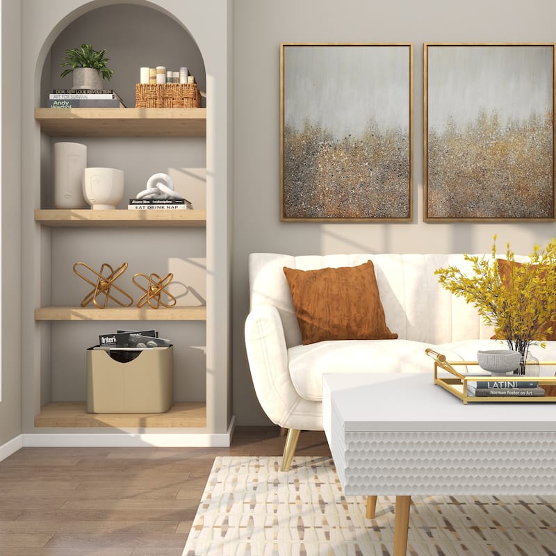 CosmoLiving by Cosmopolitan Gold Metal Linked Jack Decorative Sculpture with Orb Center (Set of 2)