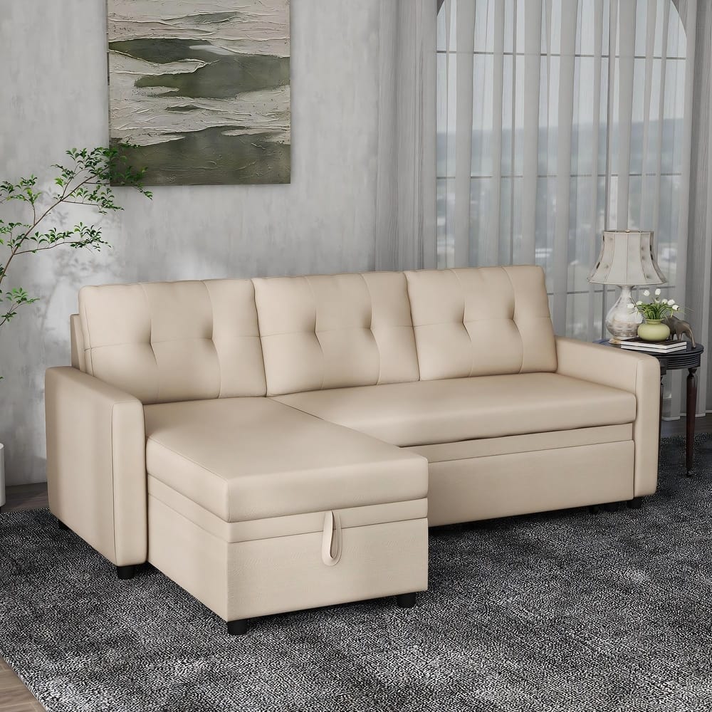 Linen L-Shaped 3-Seat Sofa Convertible Sectional Sofa