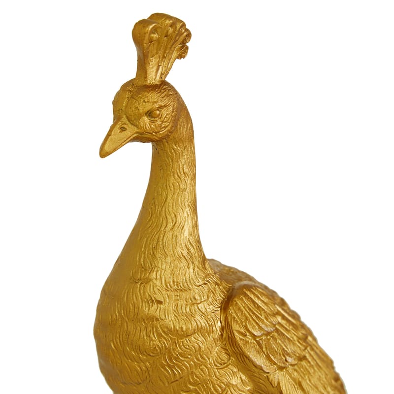 Polyresin Peacock Sculpture - Set of 2 Gold - Roche River Decor