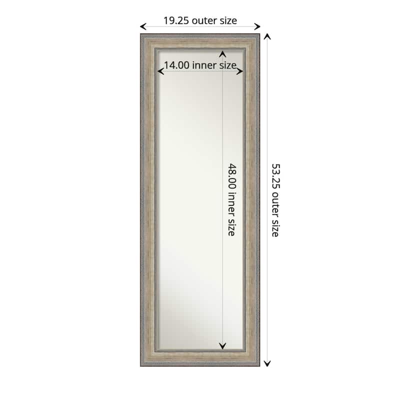 Fleur Champagne Silver Non-Beveled Wood Framed Full-Length On the Door Mirror - Fleur Champagne Silver - Glass Size 14x48
