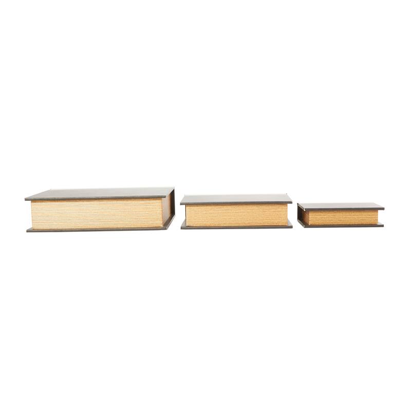 Faux Leather or Linen Fabric Book Storage Box - Set of 3 White, Beige, Black, Red or Light Gray - Roche River Decor