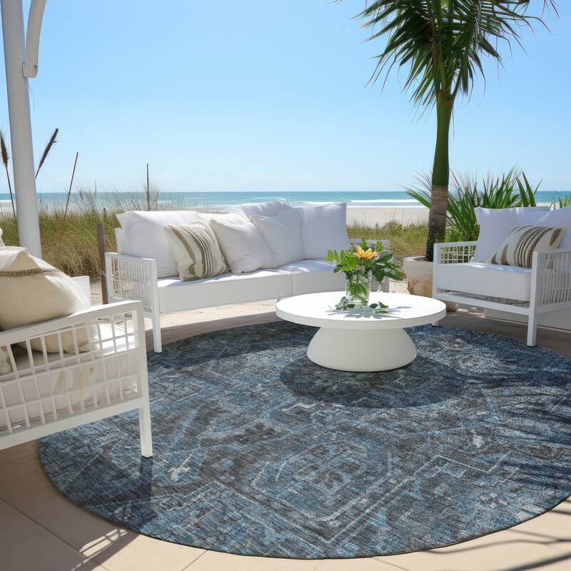Machine Washable Indoor/ Outdoor Traditional Persian Chantille Rug