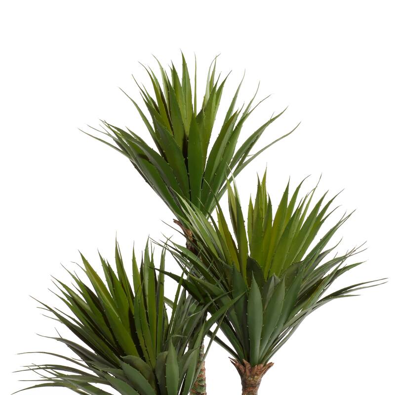 Green Faux Foliage Date Palm Artificial Plant with Realistic Leaves and White Fiberglass Pot