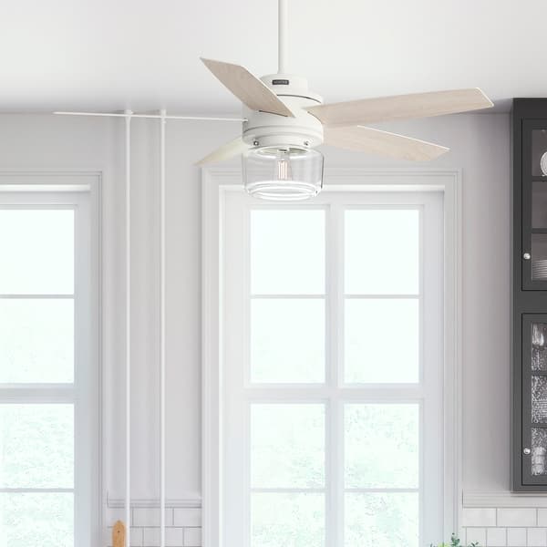 slide 2 of 20, Hunter Margo Ceiling Fan w/ LED Light Kit, Handheld Remote - Transitional, Bohemian 52" - Textured White