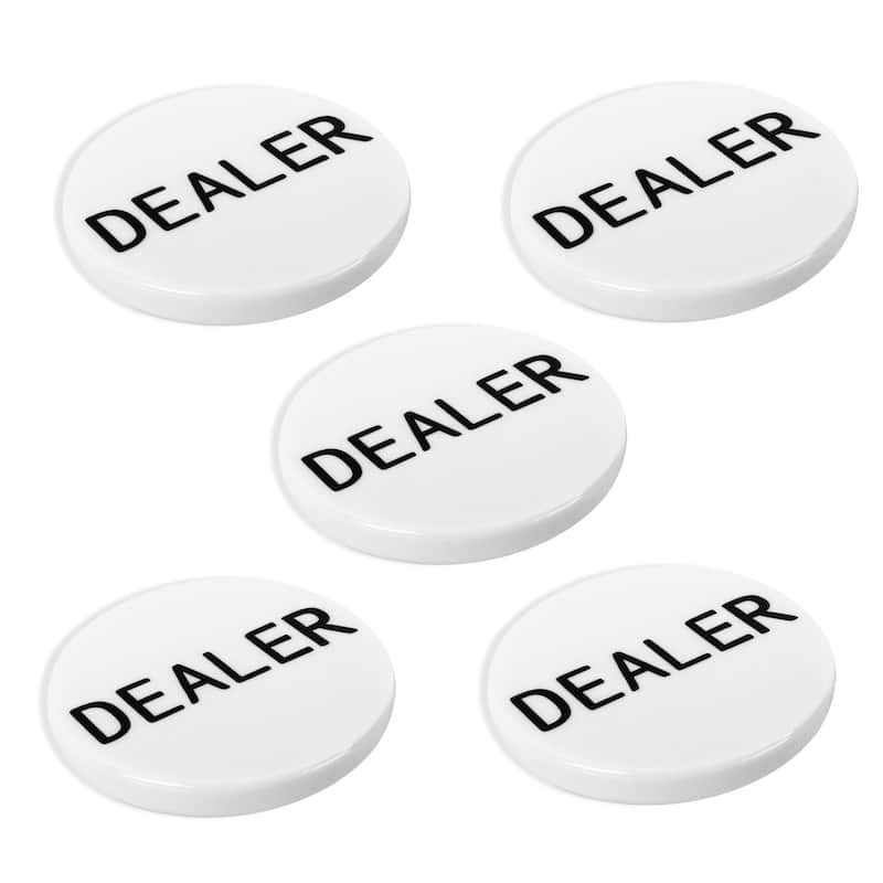 GSE™ 5-Pack 2" White Dealer Puck Buttons for Texas Hold'em Poker and Playing Card Games - Button - Button