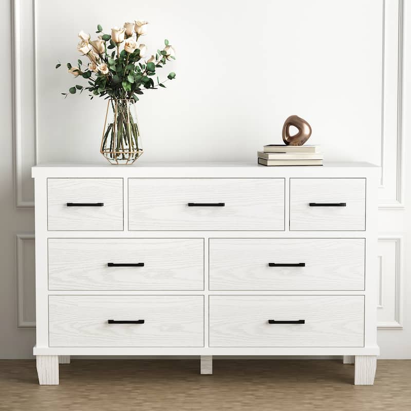 51" Wide Wooden Dresser Organizer with 7 Drawers