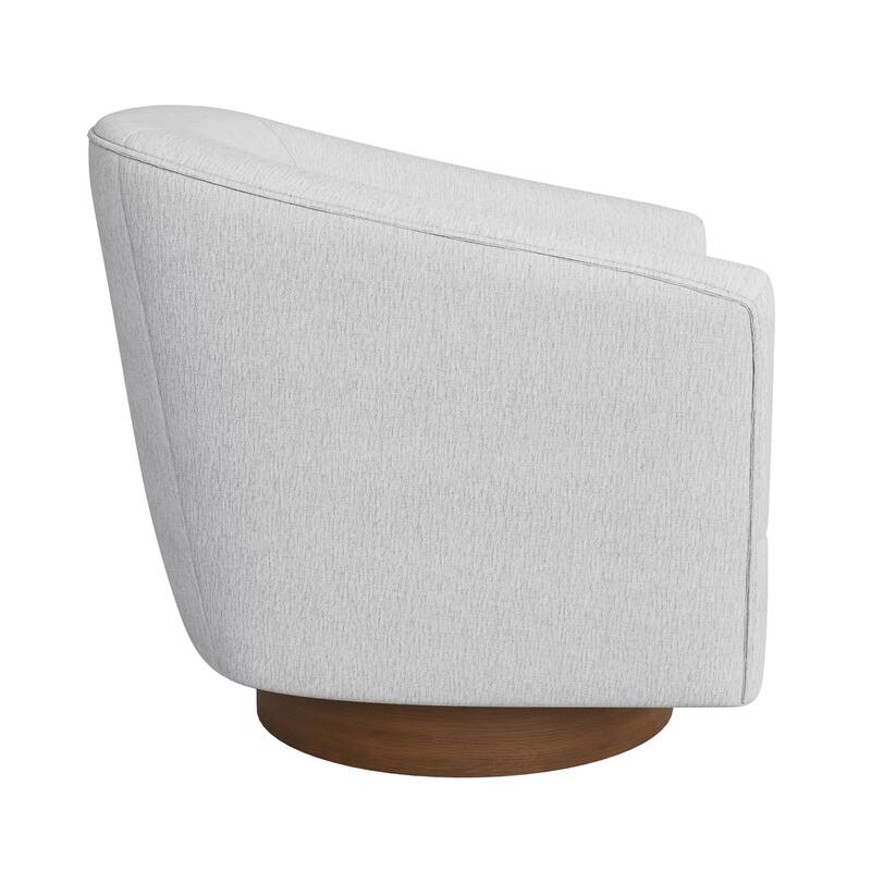 Modern Upholstered Swivel Barrel Accent Chair with Solid Wood Base, Arm Chair for Living Room