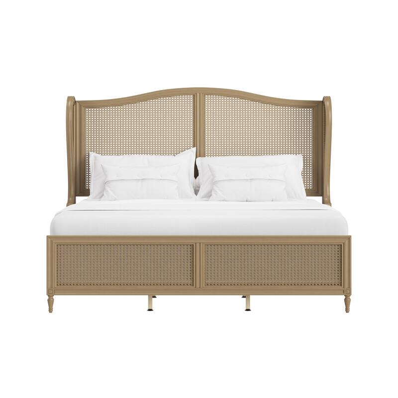 Hillsdale Furniture Sausalito Wingback Wood Cane Panel Bed