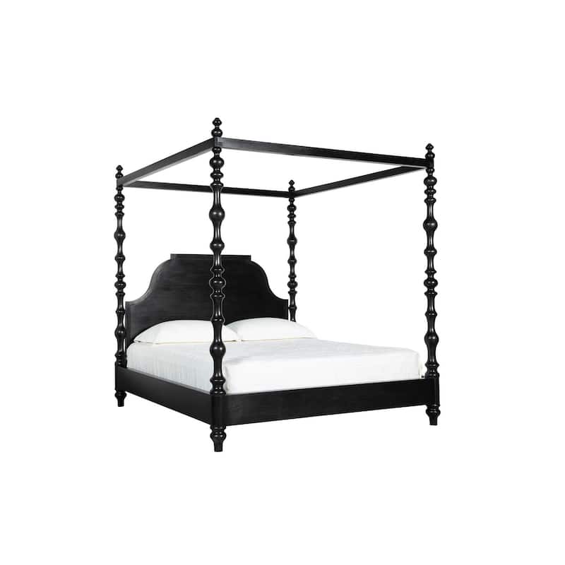 Furniture Classics Paul Black Mahogany Four Poster King Bed Turned Legs