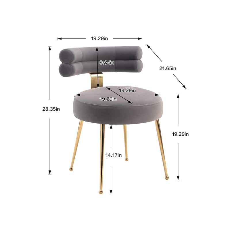 Velvet Upholstered Tubulous Side Dining Chair with Golden Legs(set of 2)